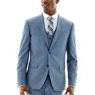Jf J. Ferrar Medium Blue End-on-end Suit Jacket-slim Fit
