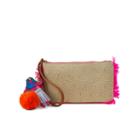 Mundi Kerri Straw Pom Pom Wristlet