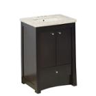 31.75-in. W Floor Mount Distressed Antique Walnutvanity Set For 3h4-in. Drilling Beige Top Biscuitum Sink