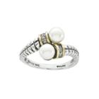 Shey Couture Cultured Freshwater Pearl And Diamond-accent Sterling Silver And 14k Gold Bypass Ring