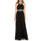 One By Eight Sleeveless Beaded Halter Evening Gown