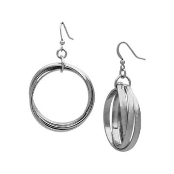 The Boutique Silver-tone Criss-cross Hoop Earrings
