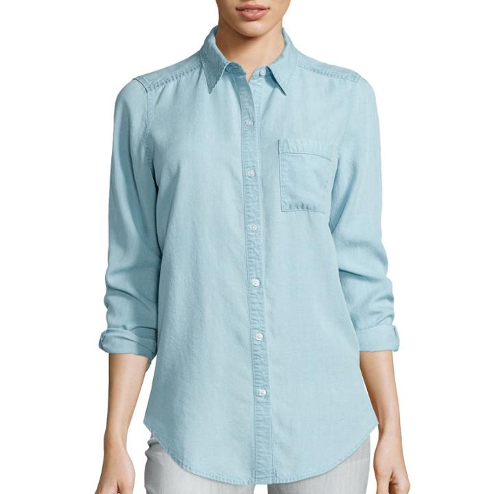 Liz Claiborne Long-sleeve Light Denim Tunic