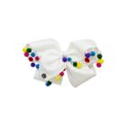 Jojo Siwa Signature Hair Bow White W/rainbow Poms
