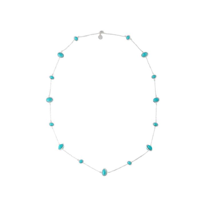 Liz Claiborne Silver-tone Blue Stone Long Strand Necklace