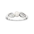 Womens White Pearl Sterling Silver Solitaire Ring