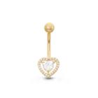 10k Yellow Gold Cubic Zirconia 9.3mm Heart Belly Ring