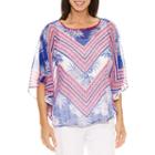 Lark Lane Elbow Sleeve Scoop Neck Chiffon Embellished Blouse