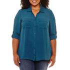A.n.a 3/4 Sleeve Button-front Shirt - Plus
