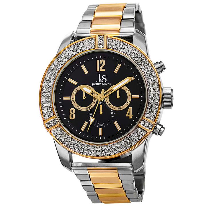 Joshua & Sons Mens Two Tone Strap Watch-j-81ttg