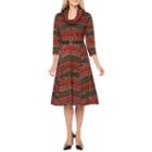 Robbie Bee 3/4 Sleeve Ombre Fit & Flare Dress