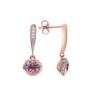 Genuine Pink Amethyst And White Topaz 14k Rose Gold Over Silver Earrings