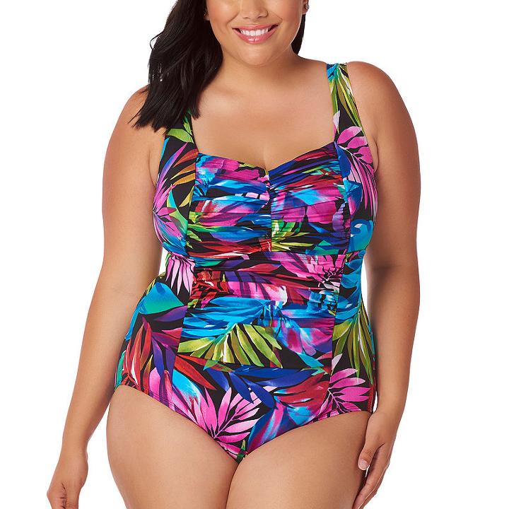 St. John's Bay Leaf One Piece Swimsuit Plus