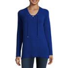 Liz Claiborne Long Sleeve Lace-up Pullover Sweater