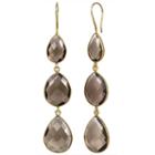 Simulated Brown Quartz 14k Gold Over Silver Drop Earrings