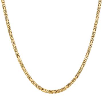14k Gold Solid Byzantine 24 Inch Chain Necklace