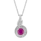 Womens 1/10 Ct. T.w. Lab Created Red Ruby 10k White Gold Round Pendant Necklace