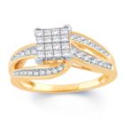 Womens 1/2 Ct. T.w. Genuine Princess White Diamond 10k Gold Engagement Ring