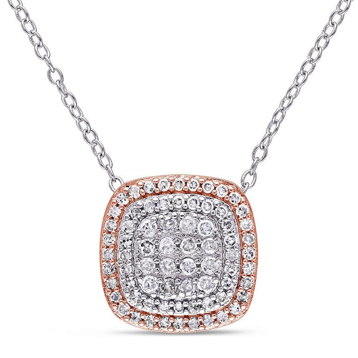 Womens 1/2 Ct. T.w. Genuine White Diamond Sterling Silver Pendant Necklace