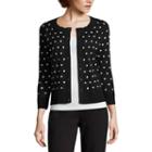 Liz Claiborne 3/4 Sleeve Button-front Cardigan-petites