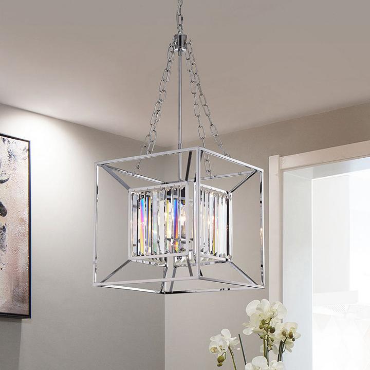 Morcent 4-light 16-inch Square Chrome Pendant
