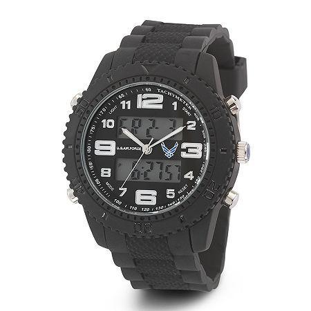 Wrist Armor C28 Mens Us Air Force Black Silicone Chronograph Watch