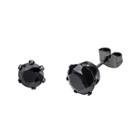 Black Cubic Zirconia 8mm Stainless Steel And Black Ip Stud Earrings