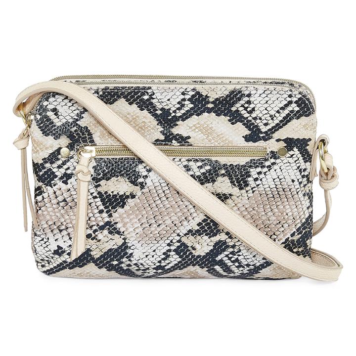 Faux Snake Zip Crossbody Bag