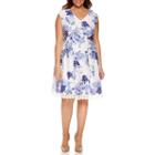 Studio 1 Sleeveless Lace Floral Fit & Flare Dress-plus
