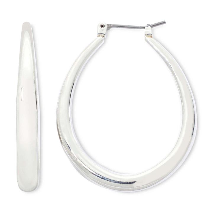 Mixit Silver-tone Oval Hoop Earrings