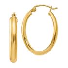 14k Gold 16mm Oval Hoop Earrings