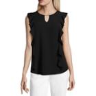 By & By Sleeveless Keyhole Neck Crepe Blouse-juniors