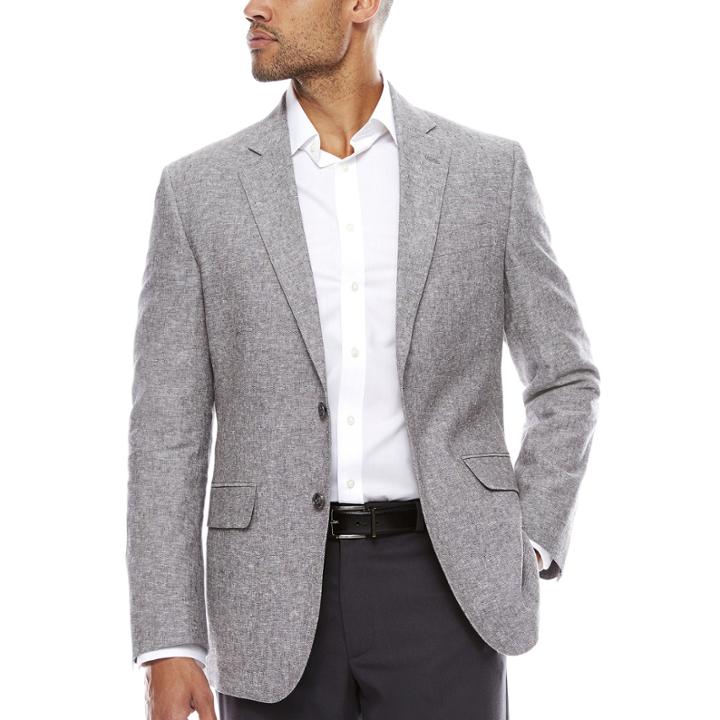 Stafford Linen Cotton Grey Sport Coat- Classic Fit