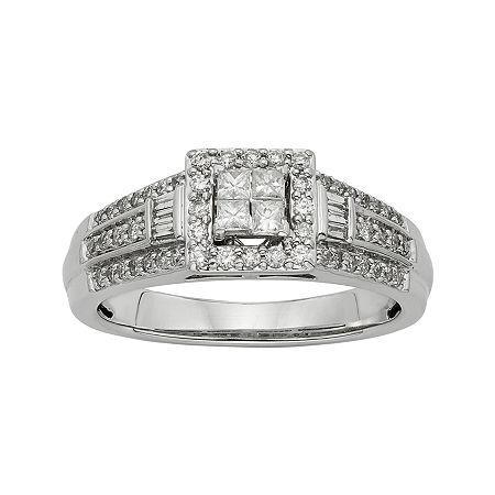 1/2 Ct. T.w. Diamond 10k White Gold Quad Princess Bridal Ring