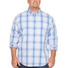 Izod Ls Natural Stretch Multi Color Plaid Woven Long Sleeve Plaid Button-front Shirt-big And Tall