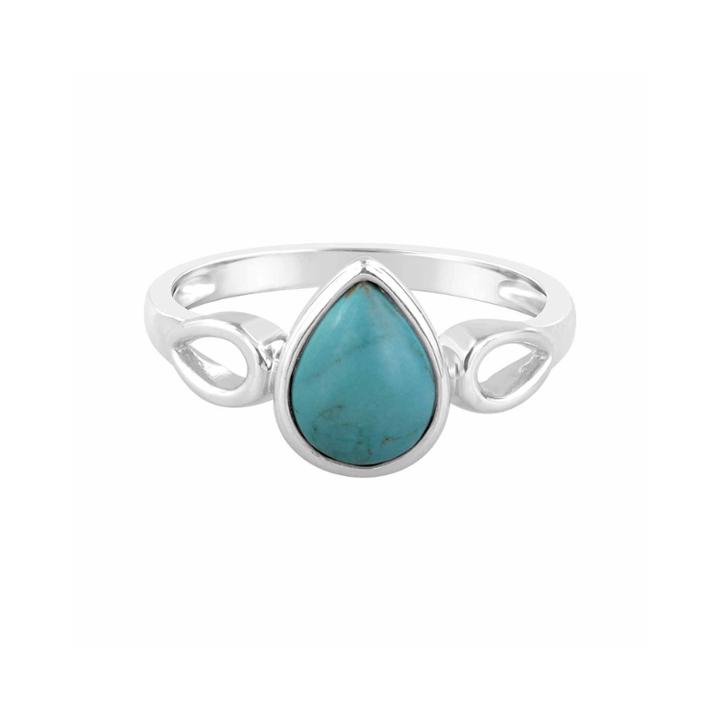Stabilized Turquoise Sterling Silver Pear Shaped Ring