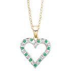 Genuine Emerald And Diamond-accent Gold Over Sterling Heart Pendant