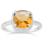 Womens 1/6 Ct. T.w. Genuine Yellow Citrine Sterling Silver Halo Ring