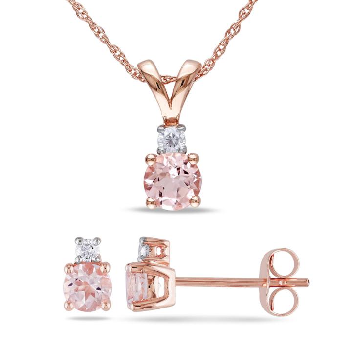 Womens 2-pc. 1/10 Ct. T.w. Pink Morganite 10k Gold Sterling Silver Jewelry Set