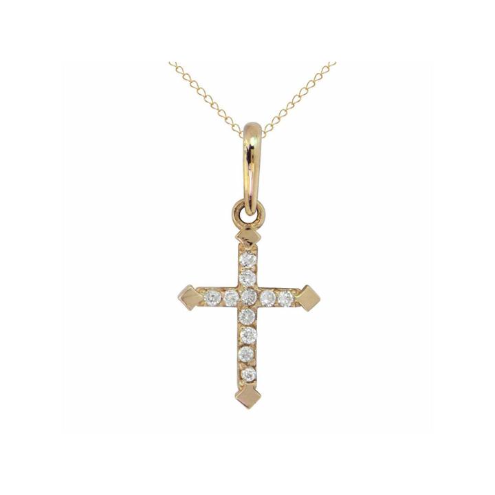 Womens White Cubic Zirconia 14k Gold Pendant Necklace