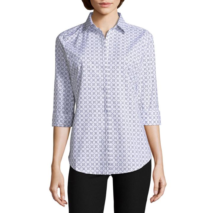 Worthington 3/4 Sleeve Button-front Shirt-talls