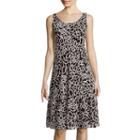 Black Label By Evan Picone Sleeveless Floral Tiered A-line Dress