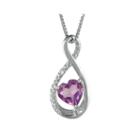 Genuine Amethyst And Diamond-accent Heart And Infinity Pendant Necklace