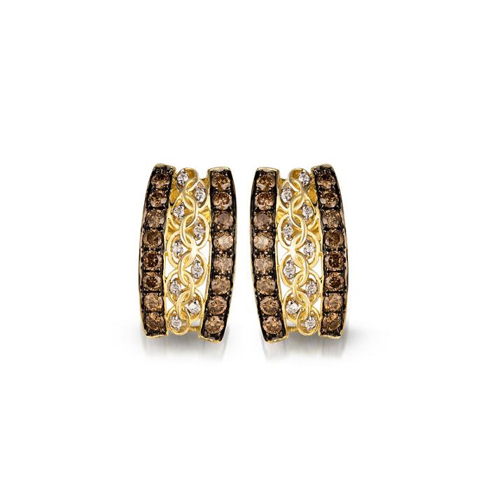 Grand Sample Sale By Le Vian Chocolatier Floral Lace Chocolate & Vanilla Diamonds Earrings In 14k Honey Gold