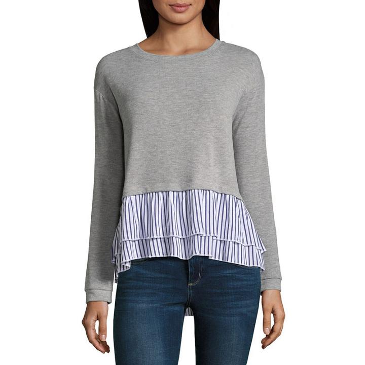Derek Heart Long Sleeve Crop Top-juniors