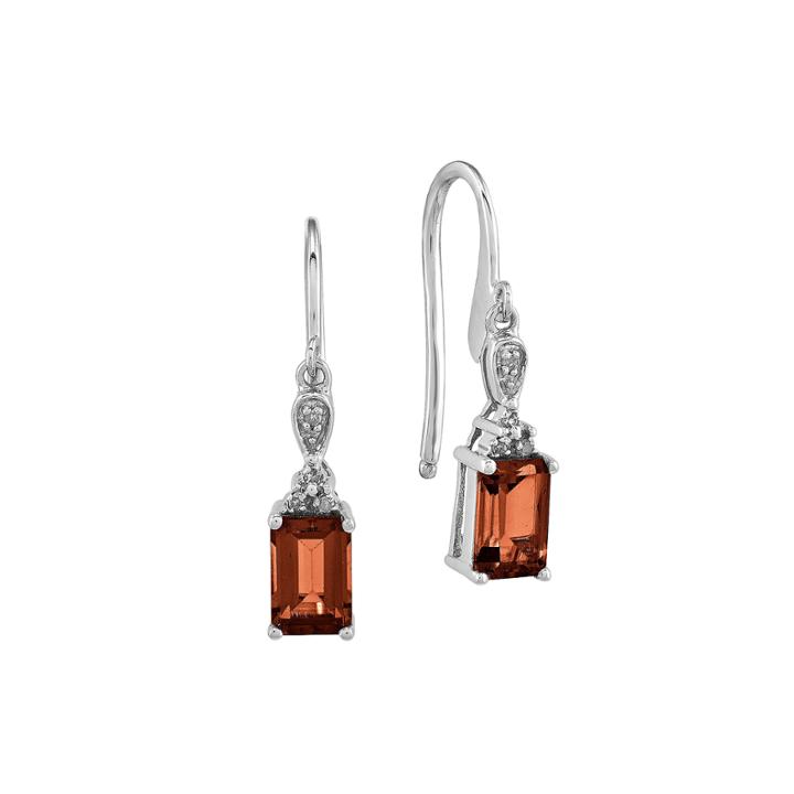 Princess-cut Genuine Garnet And Diamond-accent 14k Yellow Gold Drop Earrings
