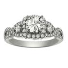 Womens 1 Ct. T.w. Round White Diamond Platinum Engagement Ring