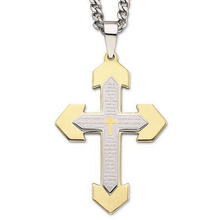 Spanish Lord's Prayer Cross Pendant Necklace