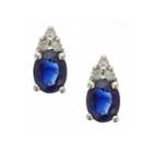 Limited Quantities! Diamond Accent Oval Blue Sapphire 10k Gold Stud Earrings