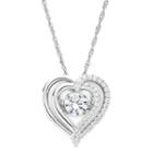 Diamonart Dancing Cubic Zirconia Sterling Silver Heart Pendant Necklace